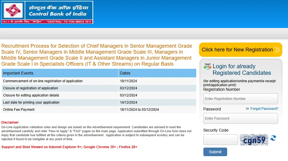 Central Bank of India Vacancy