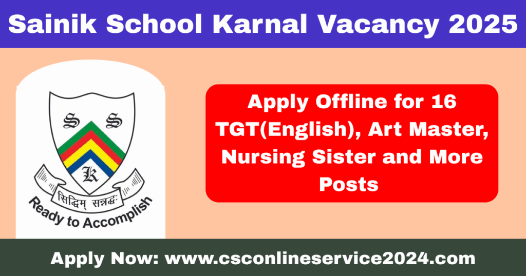 Sainik School Karnal Vacancy 2025