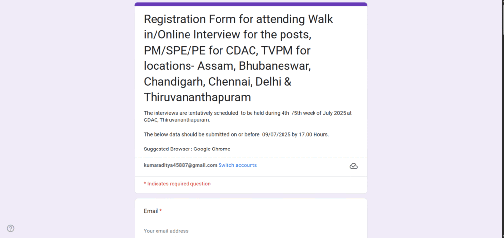 CDAC Project Staff Recruitment 2025