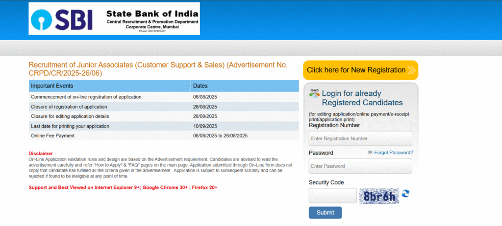 SBI Junior Associate Clerk