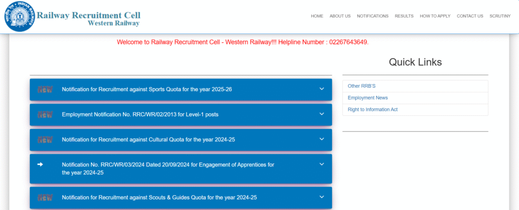 RRC Western Railway Apprentices
