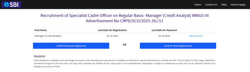 SBI Specialist Officers Recruitment 2025