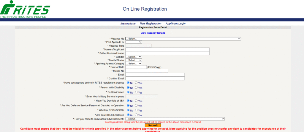 RITES Senior Technical Assistant